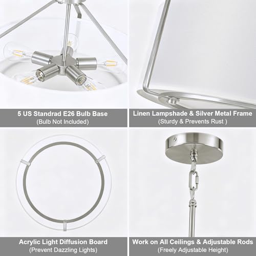 20Inches White Drum Chandelier Large Pendant Lights for Dining Room