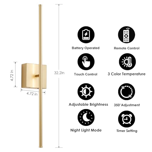 Rechargeable Wall Sconces Battery Operated Set of 2 (2 Count)
