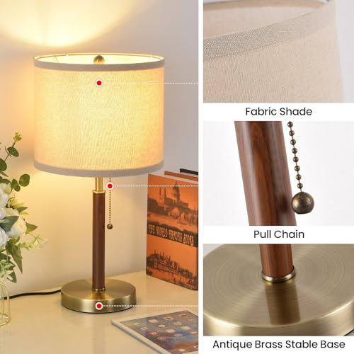 Table Lamp Set of 2 Modern Bedside Buffet Table Lamp with Pull Chain (2 Count)