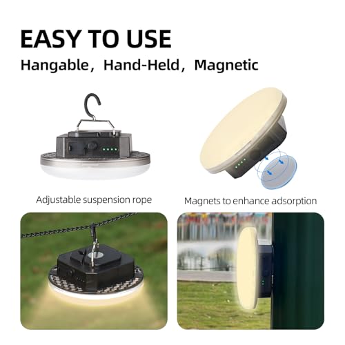 Transparent 5000LM 3 Color Light & Stepless Dimming 40W Camping Tent Light