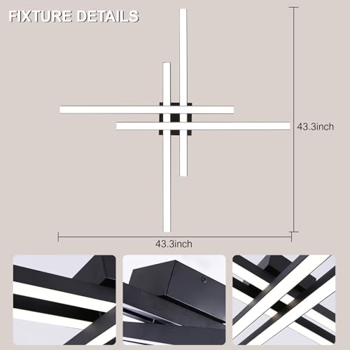 43.3" Modern Ceiling Light with Remote