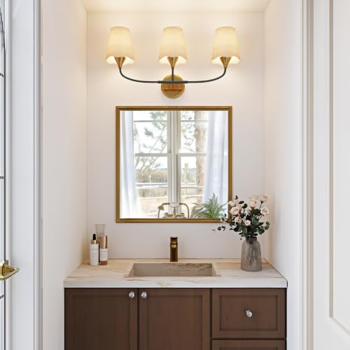 Black Gold Bathroom Light Fixtures Over Mirror (Black Gold / 3 Light)