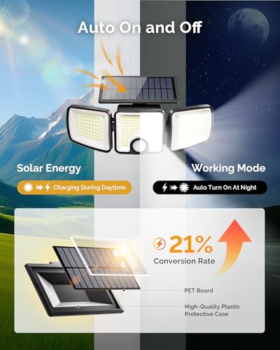 1 Pack Solar Flood Outdoor Lights with Motion Sensor 3 Modes