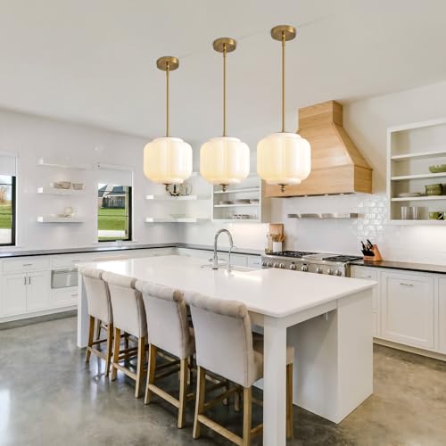 Vintage Milk Glass Pendant Lights 9.8 Inch Mid Century Modern Hanging Ceiling Light