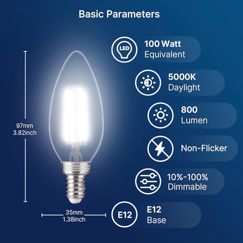 100W Equivalent Candelabra LED Bulbs 5000K Daylight (24 Count)