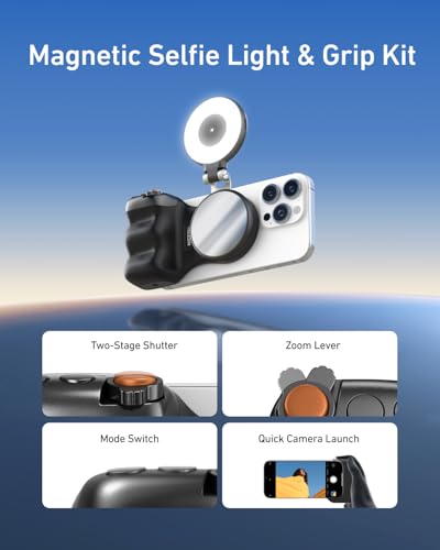 Fun Shot Magnetic Phone Camera Grip with Magnetic Selfie Light Kit (2 Count)