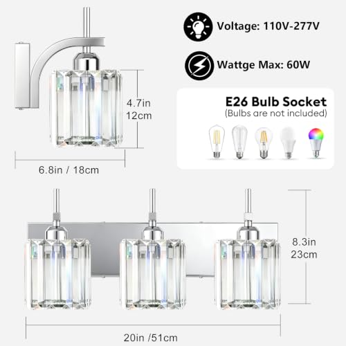 Chrome Vanity Light (Chrome / 3-Light)