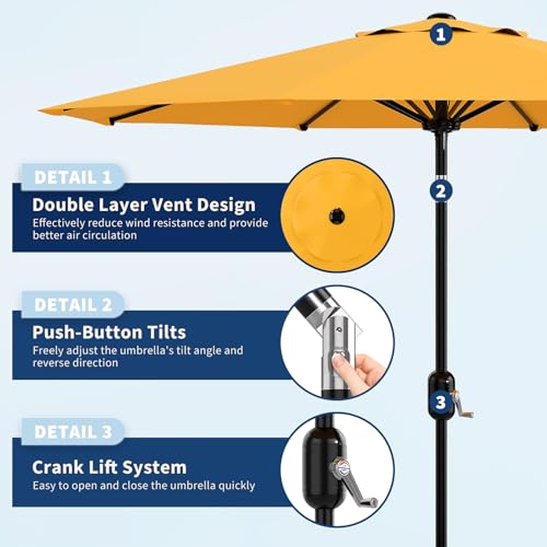 10FT Patio Umbrella 8 Sturdy Ribs Outdoor Table Umbrella