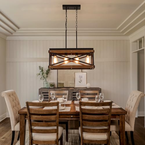 Rustic Farmhouse Wood Kitchen Island Lighting