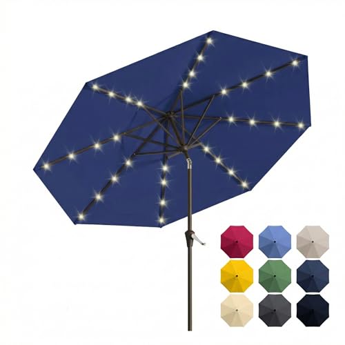 10FT Solar Patio Umbrella with Lights