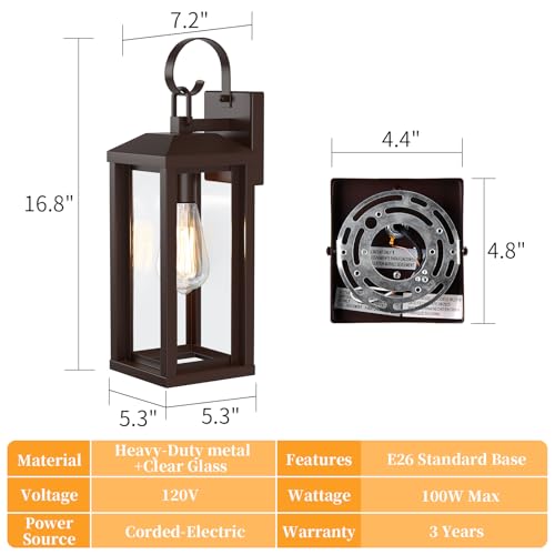 17" Brown Large Exterior Lighting Fixtures 2Pack (2 Count)