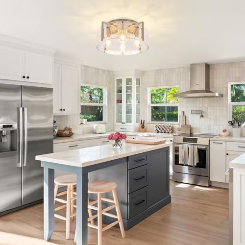 4 Light Brushed Nickel Semi Flush Mount Ceiling Light