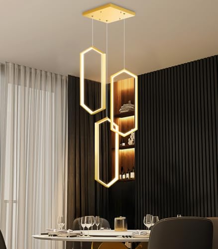 3 Rings Dimmable Pendant Lighting Adjust LED Mini Chandelier Ceiling Light Fixtures for Kitchen Island Dining Room Living Room Bedroom Gold