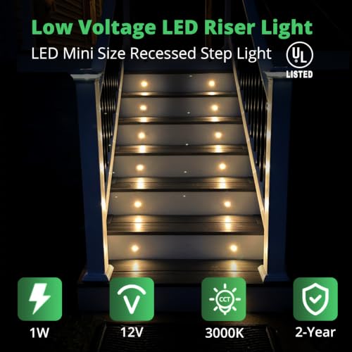 12 Pack Recessed Low Voltage LED Step Riser Light (12 Count)