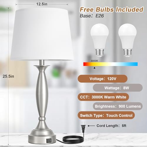 Bedroom Lamps for Nightstand (2 Count)