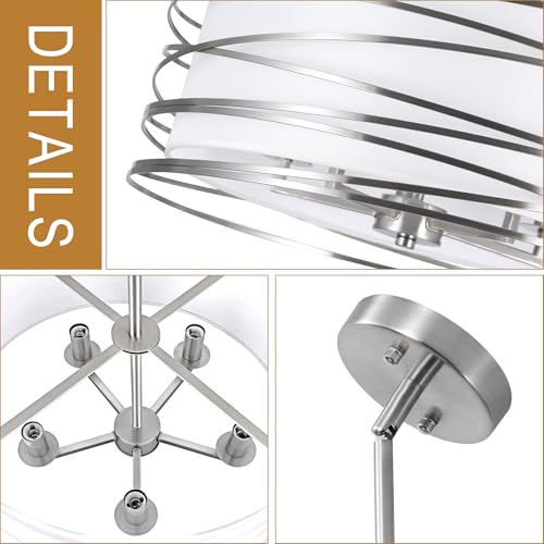 19.7'' Brushed Nickel Drum Chandeliers for Dining Room