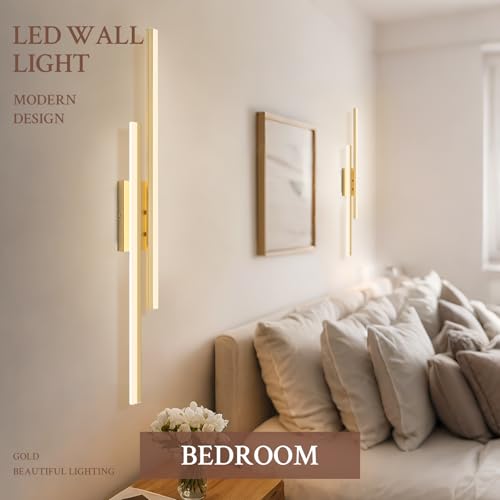 LED Wall Sconce Gold Modern Remote Wall Light Fixtures for Living Room