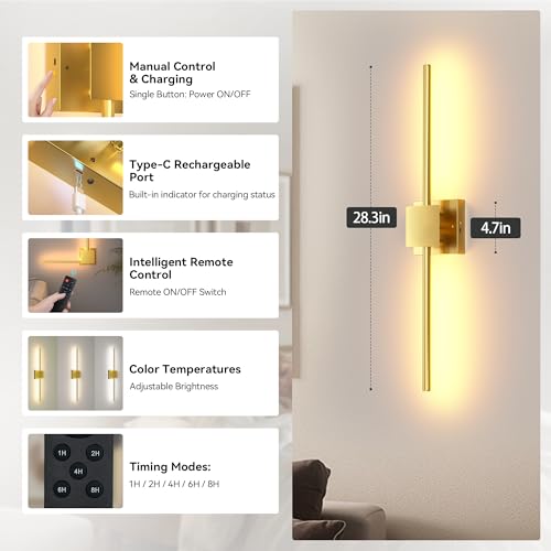 Battery Operated Wall Sconces Set of 2 (2 Count)