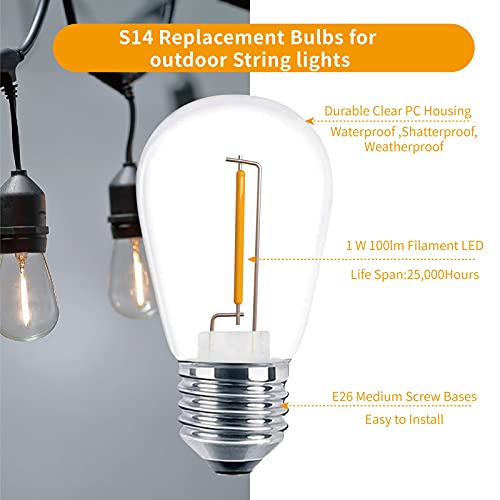 24 Pack S14 LED Outdoor String Light Replacement Bulbs (24 Count)