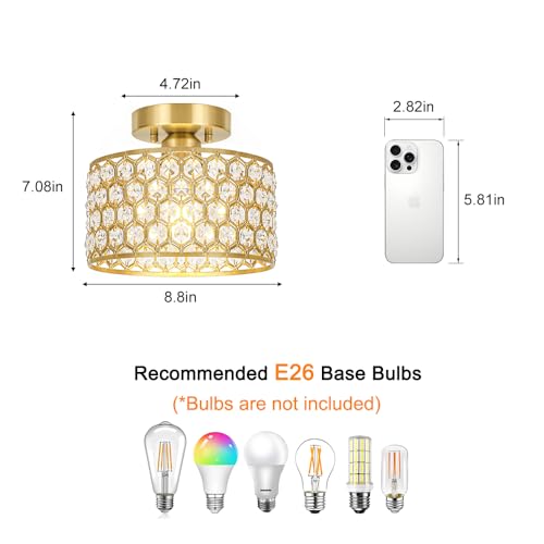 Gold Crystal Ceiling Light Fixture