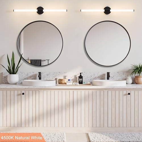 Wall Sconces Set of 2 Hardwired LED Vanity Light Black 31" (2 Count)