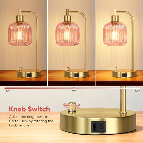 Pink Glass Table Lamps Set of 2 (2 Count)