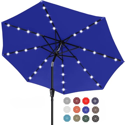 Solar Led Patio Umbrella with 32 Lights 11FT