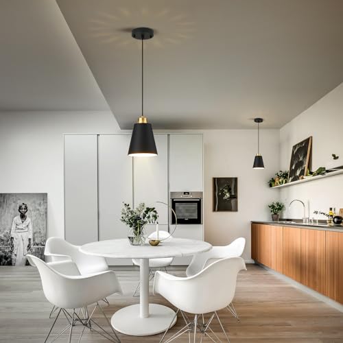 3 Pack Matte Black Pendant Lights Cone Kitchen Island Pendant Lighting (3 Count)