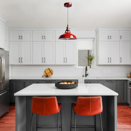 Industrial Modern Pendant Light Kitchen Island Red Metal Barn Fixture