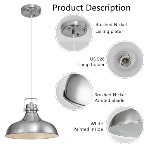 Brushed Nickel Modern Pendant Lights Kitchen Island Fixtures