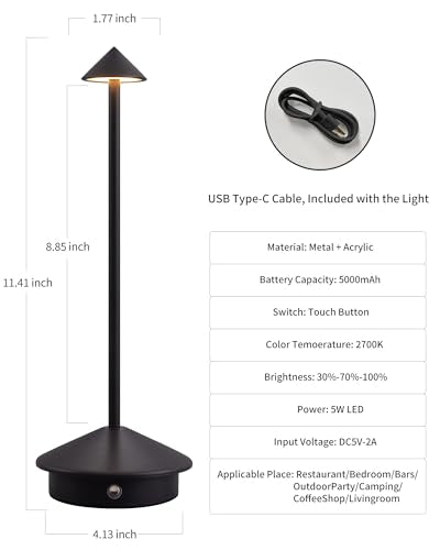 Modern Cordless Table Lamp Set of 2 (2 Count)
