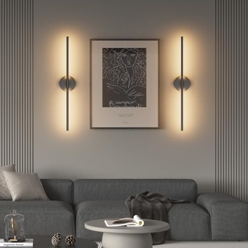 Black Wall Sconce for Bathroom 28In Hardwired Vanity Light Fixture 3000K Indoor Bathroom Sconce Over Mirror 360° Rotate for Living Room