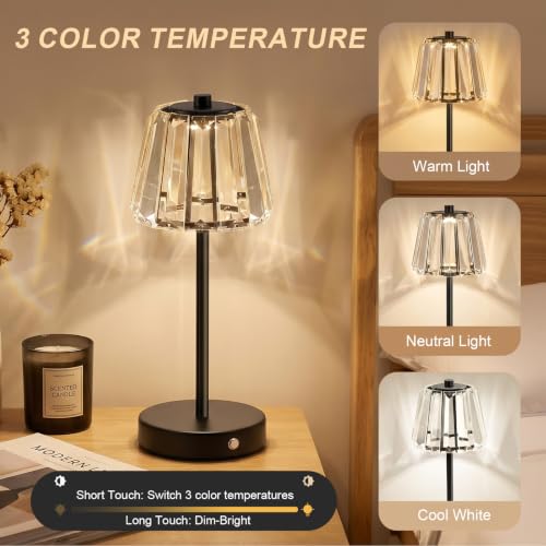13" Small Crystal Cordless Table Lamp