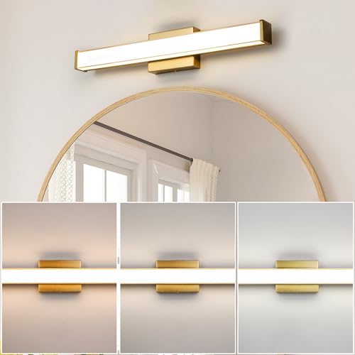 Modern LED Bathroom Vanity Light 24 inch 18W Dimmable 3CCT Bathroom Light Fixture Over Mirror Rectangle Bath Vanity Light Bar with Double Layer Acrylic Shade (24 inch(es))