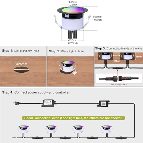 LED Deck Lights Kit Black