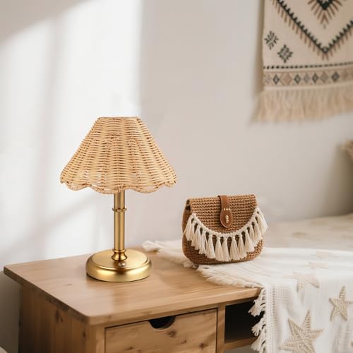 Mini Cordless Boho Rattan Table lamp