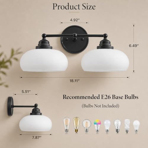 Vintage Milk Glass Wall Sconce (Black)