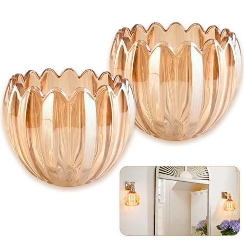 Amber Tulip Glass Lamp Shades Set of 2 (2 Count)
