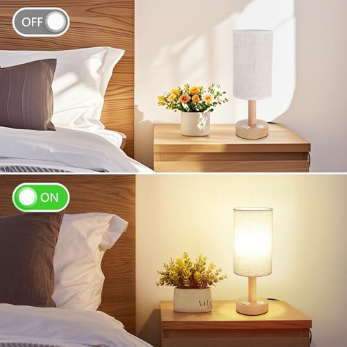 Small Bedside Table Lamp with AC Outlet