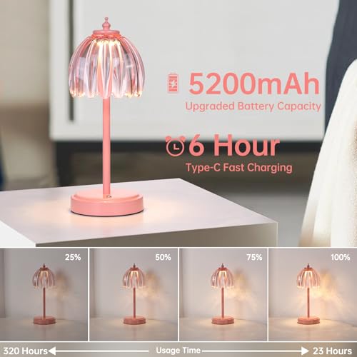 Rechargeable Table Lamp with 5200mAh Battery & Touch Control