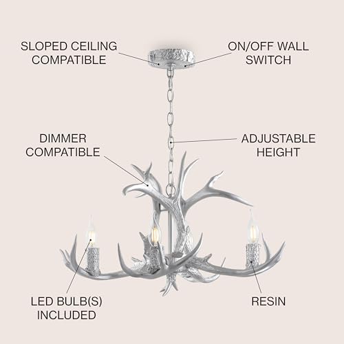 Eldora 4 Light Resin Antler Chandelier 26"
