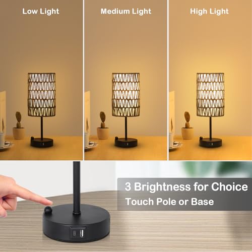 Touch Bedside Lamp For Bedroom with Bulb