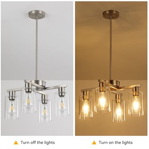 4 Light Modern Farmhouse Brushed Nickel Chandelier