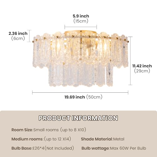 Crystal Caged Ceiling Fan with Light Flush Mount (20inch Gold Crystal Caged Ceiling Fan with Light)