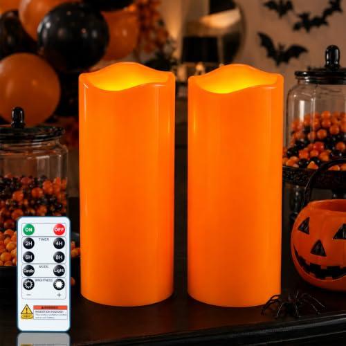 Large Orange Flameless Candles