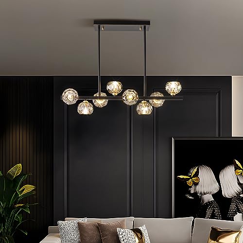 Modern Crystal Chandelier Dining Room Light fixtures Black Chandeliers with Crystal Ball Shade 8