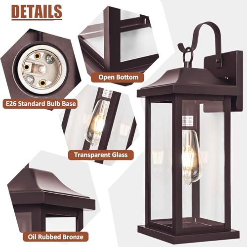 2 Pack Large Bronze Outdoor Light Fixtures for House (2 Count)