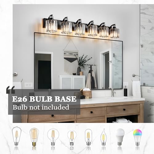 6 Light Black Bathroom Light Fixture Modern Vanity Lights Over Mirror Vintage Wall Sconce Lighting for Bathroom