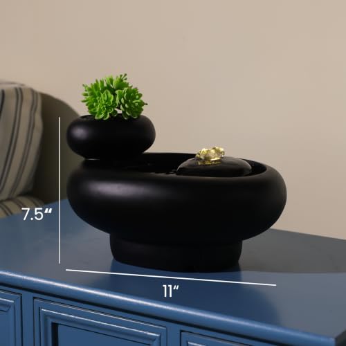 Table Fountain Indoor Water Zen Garden Decor with Succulent Plant