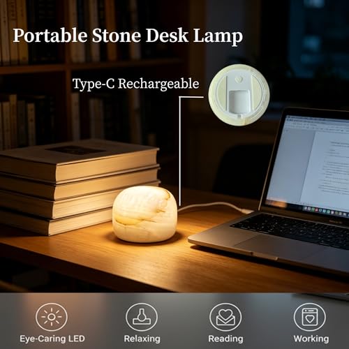 Natural Marble Lamp Cordless Touch Control Night Light 3